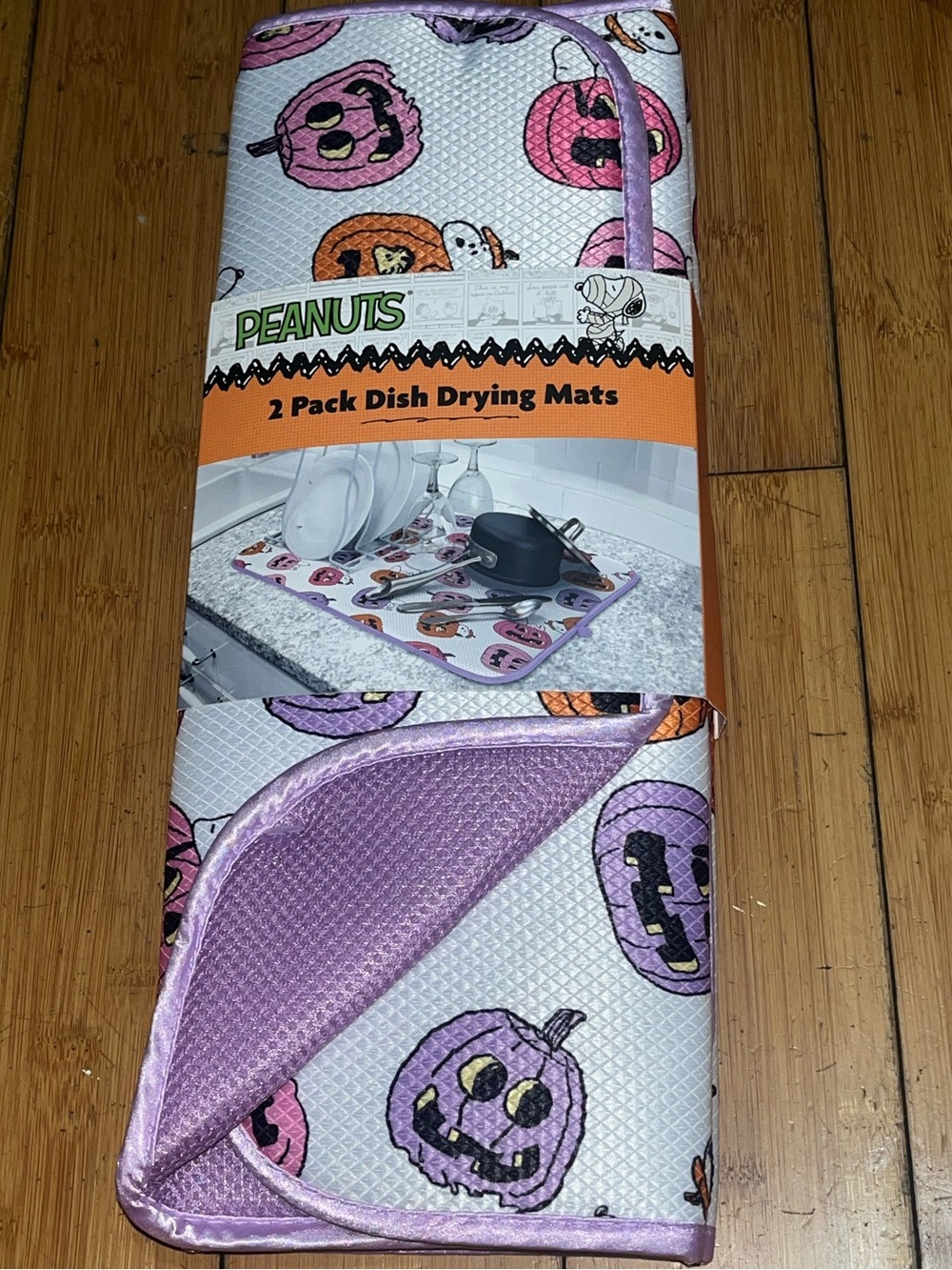 PEANUTS SNOOPY Dish Drying Mats with Halloween Pumpkins 2 PACK NEW NWT